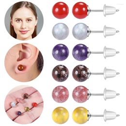 Stud Earrings ZS 2PCS 20G Moonstone Earring For Girls Cute Pink Yellow Amber 925 Sterling Silver Ear Piercing Female Jewellery Gift