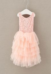 Girls Rose Flower tutu Dress Children Clothing Girls Dresses Bubble TUTU Lace Dress Big Bowknot Backless Ball Gown Tulle Party Dre8914952