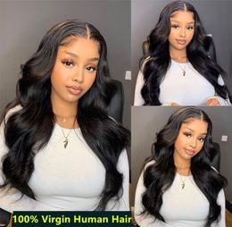 Transparent Body Wave Lace Front Wigs Baby Hair Pre Plucked for Black Women Human Hair Raw Indian Hair Loose Body Wave Lace Fronta3141965