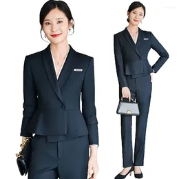 Women's Two Piece Pants Fashion Spring Formal Uniform Styles Business Suits With Tops And For Women Office Work Blazers & Jackets Sets