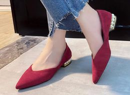 fall fashion pearl high-heeled shoes casual comfort women flock low-heeled pointed shoes pump V port office slip work s 240228