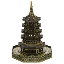 Garden Decorations Sewacc Mini Pagoda Statue Alloy Wenchang Tower Figurine Chinese Antique Zen Feng Shui Wealth