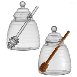 Storage Bottles Transparent Honey Jar Set With Dipper Durable And Mess-Free Solution For Your Kitchen Home-made Delights