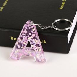 1PC KEYRING 26 English word English Letter Keychain glitter resin A TO Q handbag charms for woman1239V