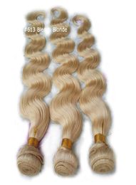 2019 New Body Wave Weave Platinum Blonde Hair Extensions Brazilian Hair Weave Malaysian Indian Peruvian Full Head 3pc 100GBundle 6708083