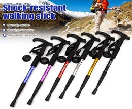 Anti Shock Trekking Pole Ultralight Walking Sticks Adjustable Hiking Canes Telescopic Crutch 4 Section Camping Tools 2203011232309