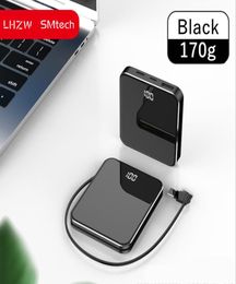 LHZW SMtech Mini Small Powerbank With Cable For iPhone Android Mobile Phone External Battery Supper Thin Portabel Charger 20000mAh3794060