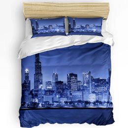 Pillow 3pcs Bedding Set Chicago Nightscape Home Textile Duvet Cover Pillow Case Boy Kid Teen Girl Bedding Covers Set