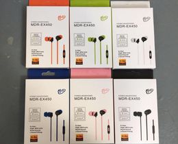 EX450 Earphones Inear Stereo Bass Headset Headphone Hands Remote Mic Earbuds For sony Android ios 35mm Jack with Package5147535