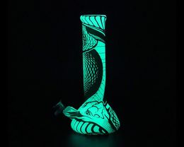 Snake Smoking Glow in the dark beaker base 135039039 Silicone Water Pipe alien Water Pipes with 144mm joint4839885