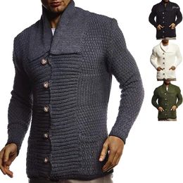 Men's Sweaters Nice Autumn And Winter Sweater European American Solid Colour Long Sleeve Knitted Cardigan Coat