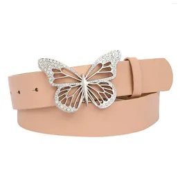 Belts Women Belt Fashion Solid Leather With Adjustable Butterfly Buckle Luxury Designer Demale For Dress Jeans Clothes