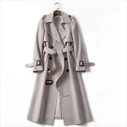 2023 Winter frauen Windjacke mit Gürtel Mode Streetwear Lange Jacke Mantel Weibliche Kleidung Schlank Windschutz Damen Outwear Neue