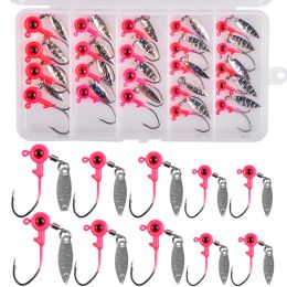 Fishhooks 22Pcs Crappie Jig Head with Spinner Blade Kit 3D fish eyes underspin Jig Head Hooks Bass Trout Walleye Fishing jig Tackle