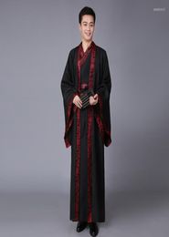 Stage Wear Chinese Folk Dance 3 Pcs Men Performance Dynasty Hanfu Costume Satin Robe Traditional Dress1606174