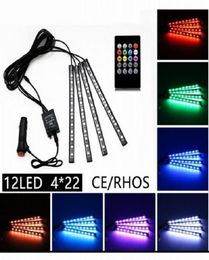 4in1 48 Led 22cm Multicolor musicremote control Flexible Car LED Strip Lights Interior Decorative Atmosphere Neon Lamp LED Wirele5759779