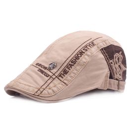 Unisex Men Women Embroidery Letter Cotton Flat Newsboy Ivy Cabbie Golf Gatsby Cap Hat Tourism Sunhat Young Artistic Cap2754