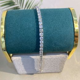 Latest Design Full Diamond Tennis Chain Bangle Jewelry 18k Pure Gold 10.25ct White Diamond Tennis Bracelet