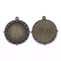 Pendant Necklaces Bronze Tone Pendants Flower Lace For 25mm Cameo Cabochon Base Bezel Setting Round Blank Charm Jewellery DIY Finding 37mm