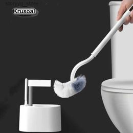 Cleaning Brushes Wall-Mounted Toilet Brush Free Punching Long Handle Household No Dead Corner Wc Toilet Cleaning Brush Bathroom AccessoriesL240304