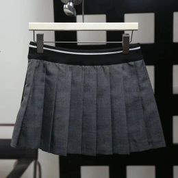 Skirts Women Designer Short Gray Fashion Elastic Waist Pleated Sports Casual High Waisted