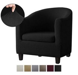 Jacquard Club Chair Cover Stretch Arm Slipcover Solid Color Tub Sofa Protector AllInclusive Seat Case Covers5538283