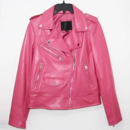 Jackets shipping,quality woman Free pink New Genuine leather slim jacket.motor biker female sheepskin coat Brand Suede cool