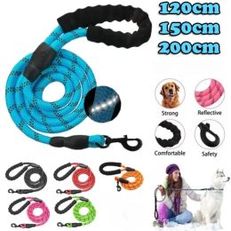 Leashes 120/150/200/300 Cm Dog Leash Large Dog Reflective Rope Walking Dog Collar Strengthen Traction Harness Round Nylon Dog Lead Belt
