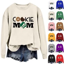 Women's Hoodies Fashion Round Neck COOKIE MOM Letter Printed Top Sweater