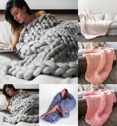 80100cm Soft Thick Line Giant Yarn Knitted Blanket Hand Weaving Pography Props Blankets Crochet Linen Soft Knitting Blankets1333120