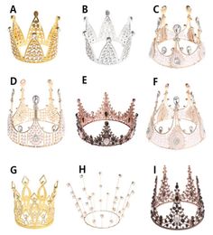 Metal Pearl Happy Birthday Cake Toppers Shining Mini Crown Cake Topper Sweet Party Decoration WeddingEngagement Decor1486211