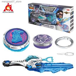 Beyblades Metal Fusion Infinity Nado 6 Advanced Pack - Gold Warrior Phoenix Glowing Spinning Top Gyro withSword Launcher Icon Metal Ring Tip Kid Toy L240304
