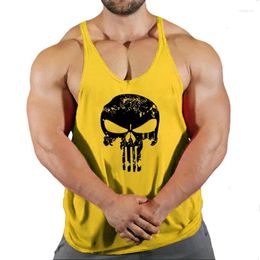 Men's Tank Tops Summer Fitness Top Men Bodybuilding Skull Animal Gym Clothing Shirt Slim Fit Vests Cotton Singlets Muscle