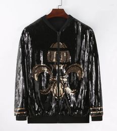 Women's Jackets European American Street Jersey Women Sequined Jacket Long Sleeves Unisex Bomber Zipper Top Outerwear Drop