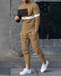 Summer Fashion Tracksuit Set For Men 3D Print Long Sleeve T Shirt Trousers 2 Piece Outfit Sweatpant Sport Suit Oversized Clothes 240219