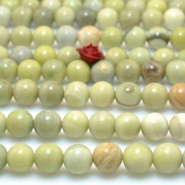 Loose Gemstones Natural Butter Jade Smooth Round Beads Green Gemstone Wholesale Semi Precious Stone For Jewelry Making Diy Bracelet Necklace