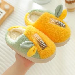 Slipper Warm Cotton Slippers For 3-8 Years Children Boys Girls Autumn Winter Home Plush Cute Cartoon Indoor Wooden Floor Flat Shoes