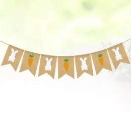 Party Decoration 1 Set Easter Banner Printing Burlap Garland Carrot And Bunting Linen Flag Supplies For