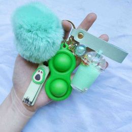 Keychains INS Selling Liquid Keychain Luxury Boba Turtle Comfort Keychain Nail Clippers Pom Ball Keyring Milk Tea Liquid Keych3006