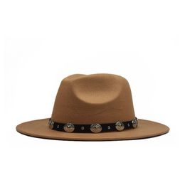 Autumn and winter Korean version of the flat-wool wool hat metal fashion big belt eaves felt cap plain weave hats193r
