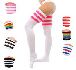 Sexy Women Socks Thigh High Socks Cotton Over Knee Student Japanese Stocking Long Harajuku Hiphop Stripe SW1176736925