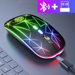 Mice Wireless Bluetooth Mouse RGB Computer Mouse Silent Rechargeable Mouse Ergonomic Mause With LED Backlit Portable USB Mice For PC