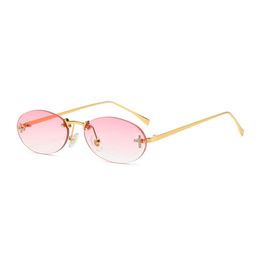 Designer Sunglasses For Women Vintage Mens Glasses Panther Gold Silver Metal Legs Rimless Sunglass Mens Travel with box