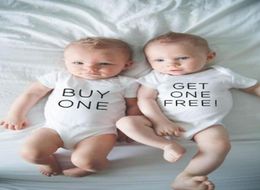 1pc Buy One Get One New Infant Baby Twins Boys Girls Rompers Newborn Baby Twins Clothes Babe Cotton Funny Print Romper5249789