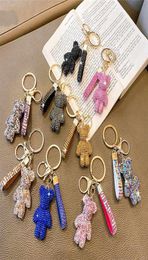 Designer Toys Keychain Bear Diamond Key Chain Bear KeyRing Female Cute Creative Exquisite Bears Car Keys Pendant Bag Ornament5134703