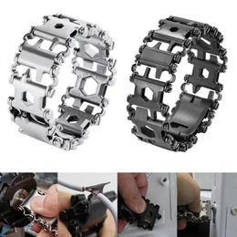 Tread Bracelet Multifunction Tool Stainless Steel Bolt Driver Tools Kit For Outdoor Camping Wearable Bike 240220