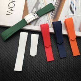 21mm 18mm watch band Curved End Silicone Rubber Watchband For Role strap for Explorer II 2 42mm Dial Bracelet Combination buckle286e