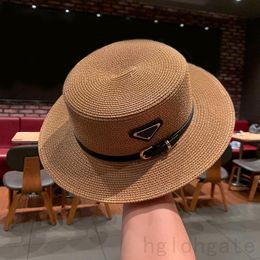 Summer hat for women mens designer hat black brown with enamel metal triangle gorra round brim casual elegant womens hats soft straw breathable PJ066 H4