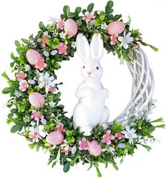 Decorative Flowers Easter Wreath Flat Printing Egg Garland Pendant With Hanging Decoration HomeEaster Gift 2024 Decor Party Supplies