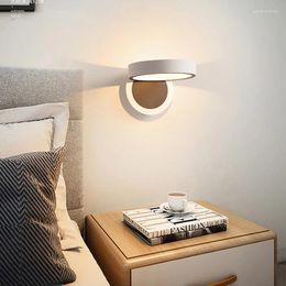 Wall Lamp Modern LED Shade Can Rotate 360° Bedroom Bedside Light Living Room Dining Aisle Background Sconces